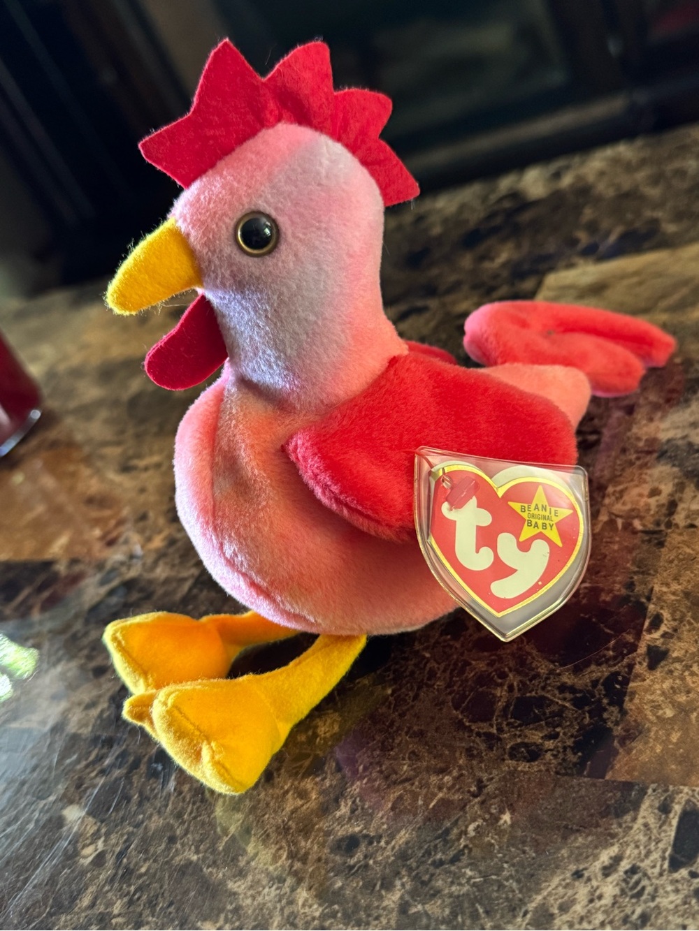 Strut Ty Rooster Beanie Baby PRINTING INSIDE